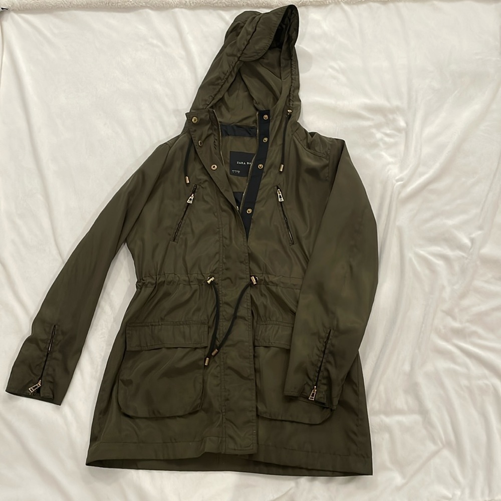 Zara Basic | Large army green rain jacket